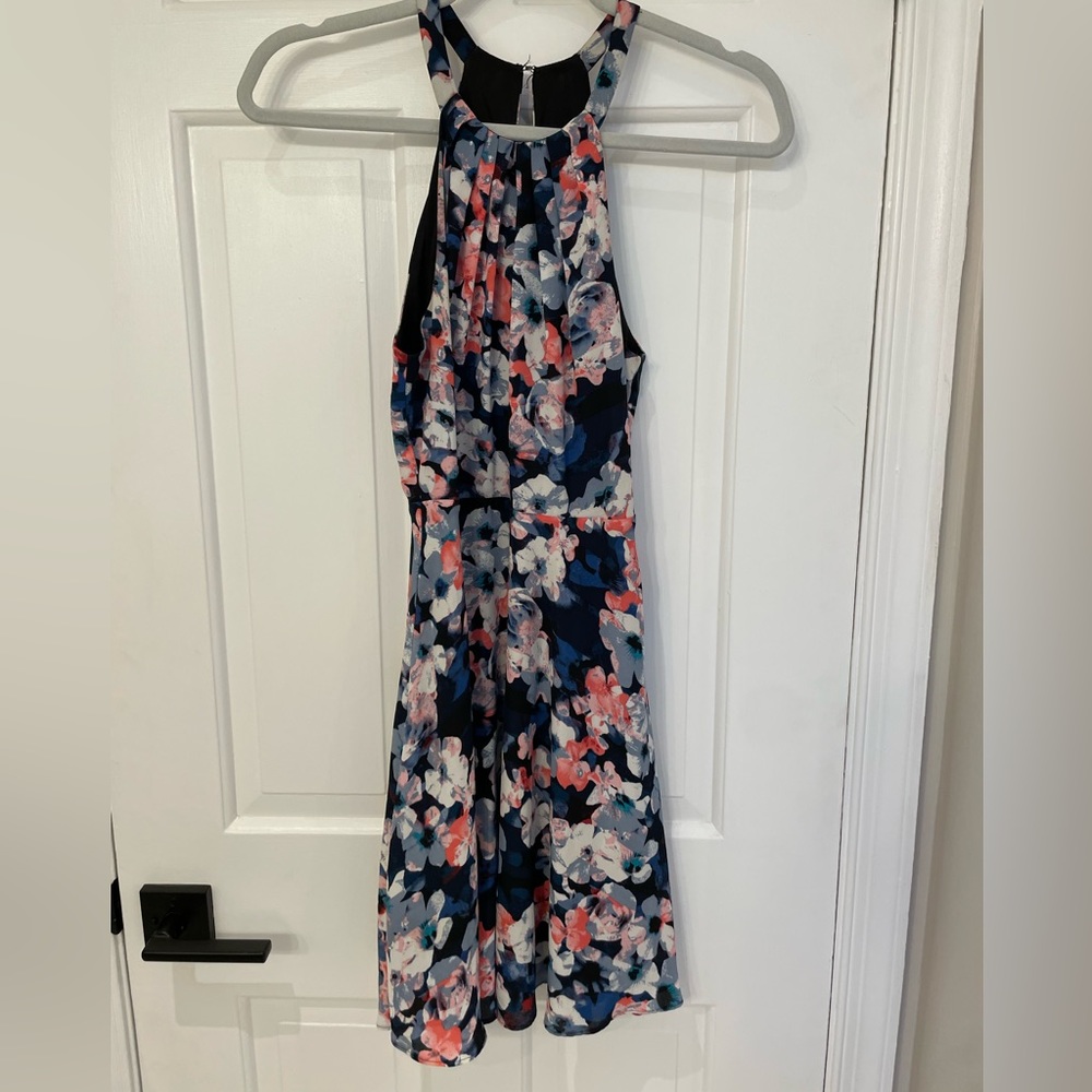 Express floral high neck halter dress